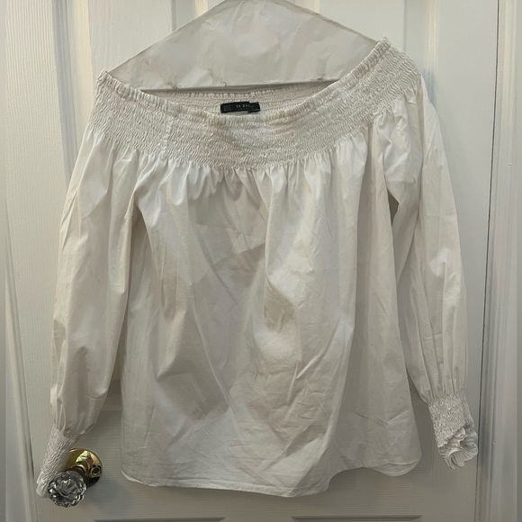 Zara Basic Collection White Off-Shoulder Top - Picture 2 of 8